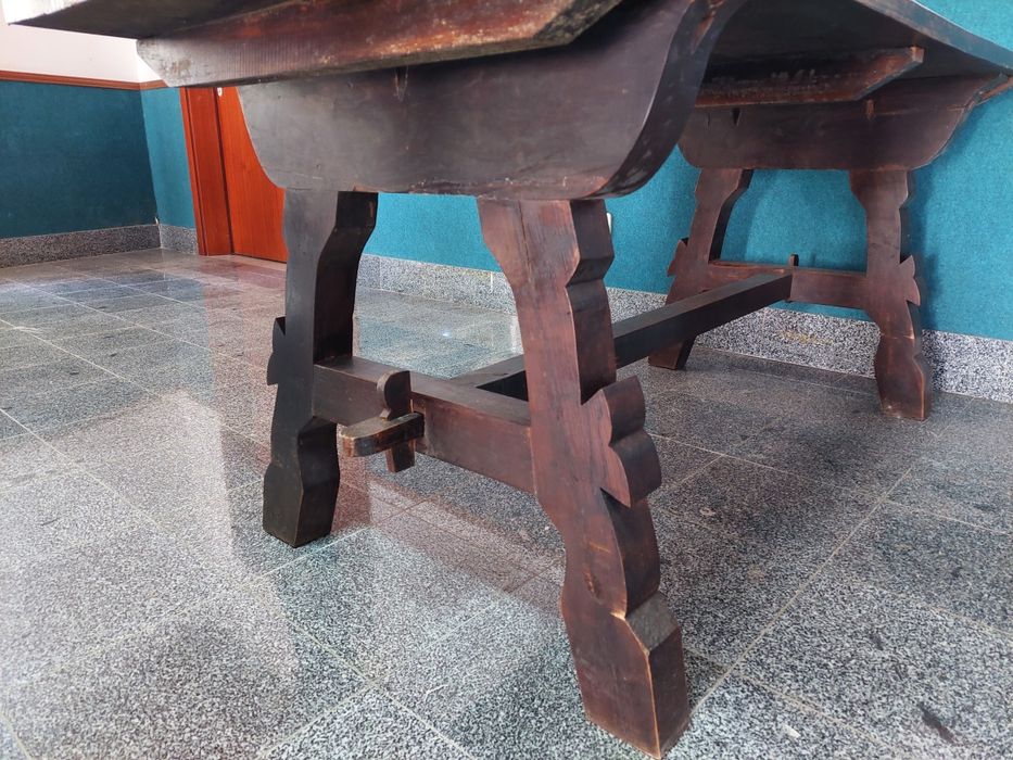 Mesa de Jantar Rústica Maciça Antiga - Século 20