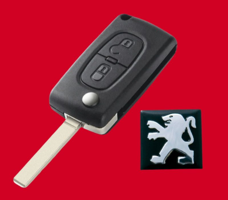 *NOWA* Obudowa kluczyka pilota PEUGEOT + naklejka logo emblemat