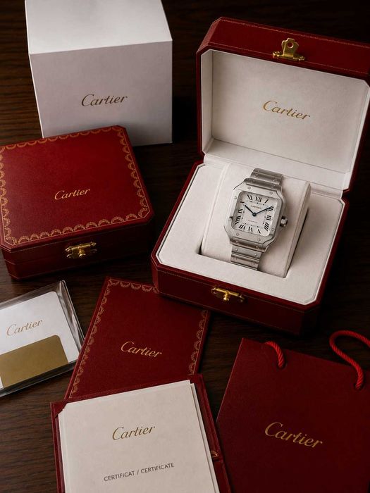Мужские премиум часы Cartier Santos White Механика