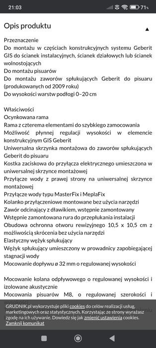 Geberit gis element montażowy 461.621.00.1