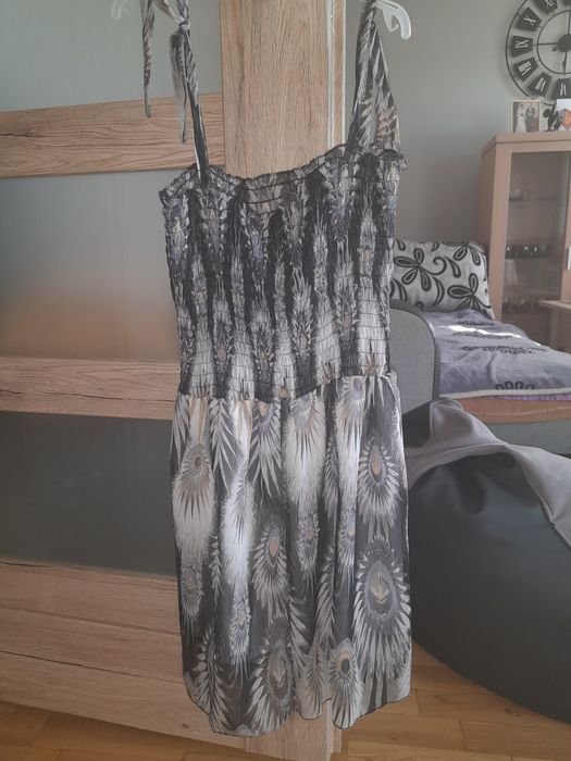 Tunika plażowa szaro-czarna