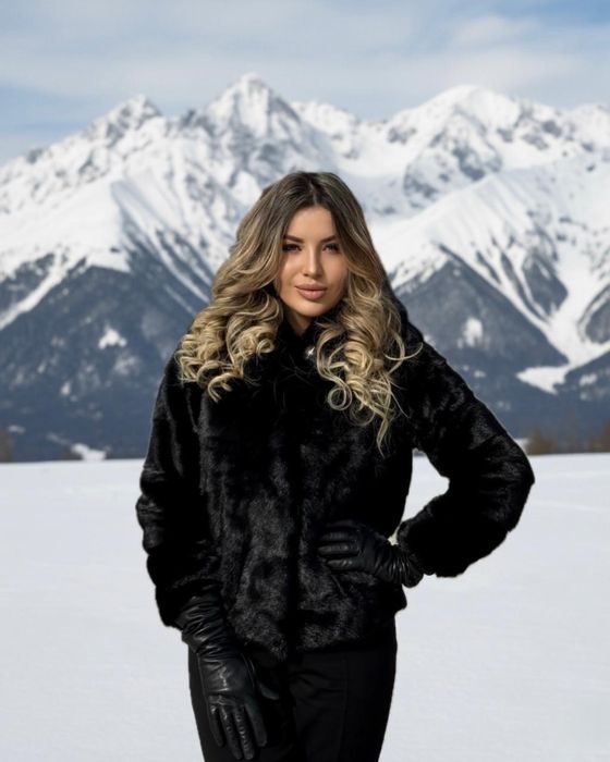 Шуба black lama бренд Alpan