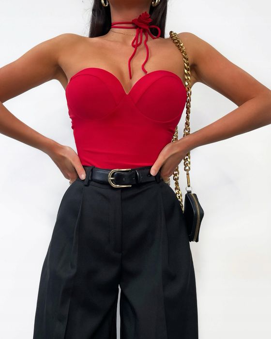 Body czerwone lamilla z chokerem ,