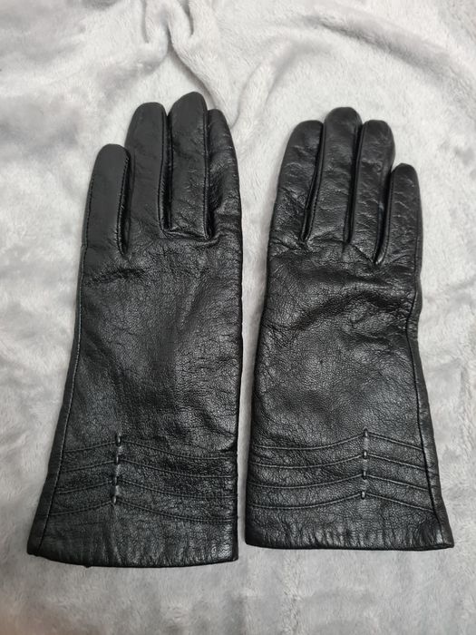 Skórzane rekawiczki KLAUDIA rozm. L czarne