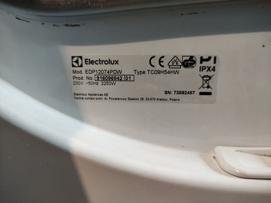 Suszarka Electrolux kondensacyjna do sprawdzenia lub na części