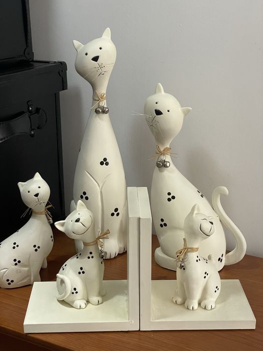Familia Gatos ceramica decoraticos e suportes livros gatos