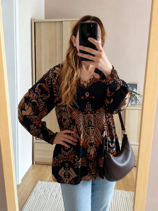 Zizzi bluzka / tunika M 46/48 – granatowa we wzory, 100% wiskoza