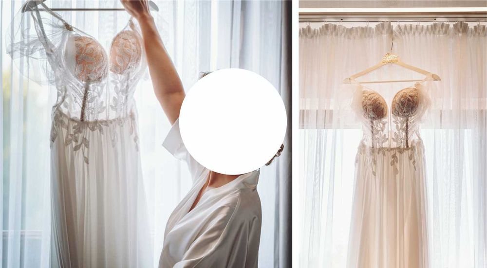 Suknia ślubna Fulara&Żywczyk rozm. 36 Muślin Dekolt V