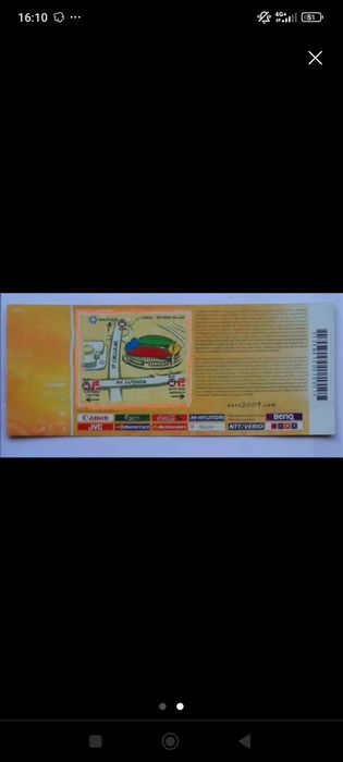 Bilhete Final Euro 2004 não usado