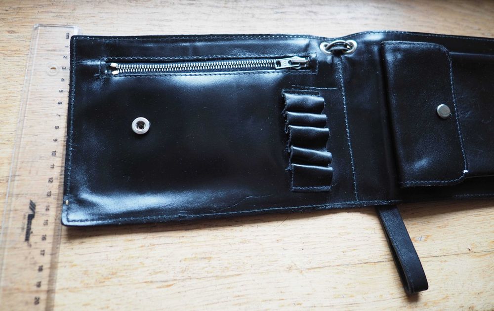 Solidna Saszetka- duży portfel męski skórzany PRL