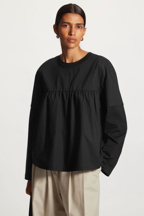COS многослойная блуза-лонгслив oversize • M