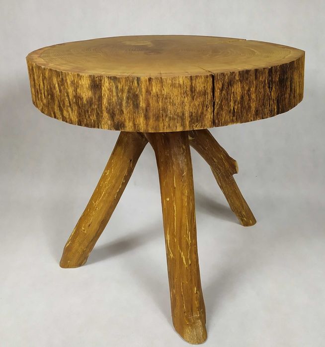 Stolik kawowy z plastra DĘBU 12 cm – UNIKAT – naturalny – GÓRALSKI