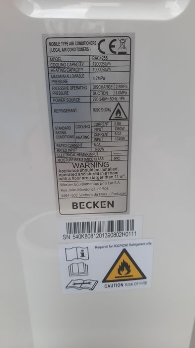 Ar condicionado portátil Becken, 12 mil BTUS