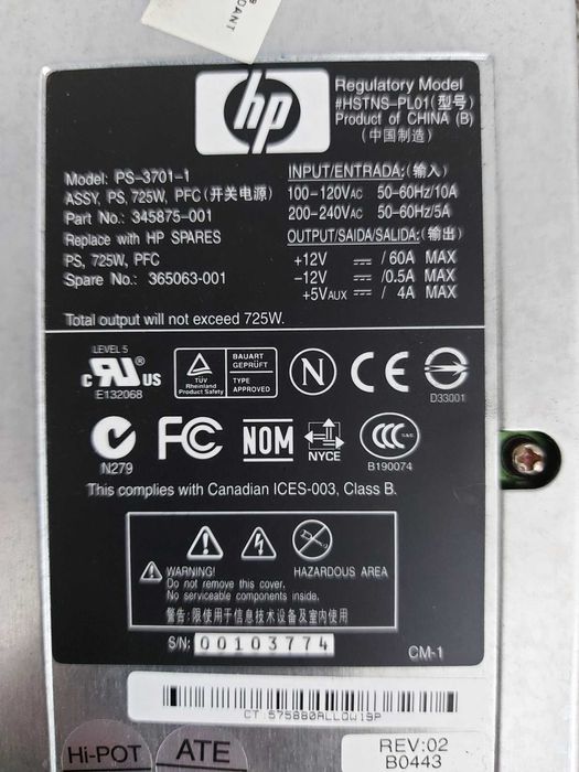 Fonte de Alimentação PSU HP 725W