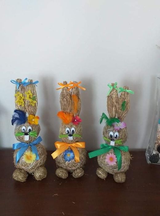 Zając z siana ozdoby wielkanocne