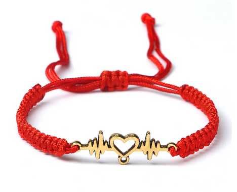Pleciona bransoletka bicie serca - czerwona nić