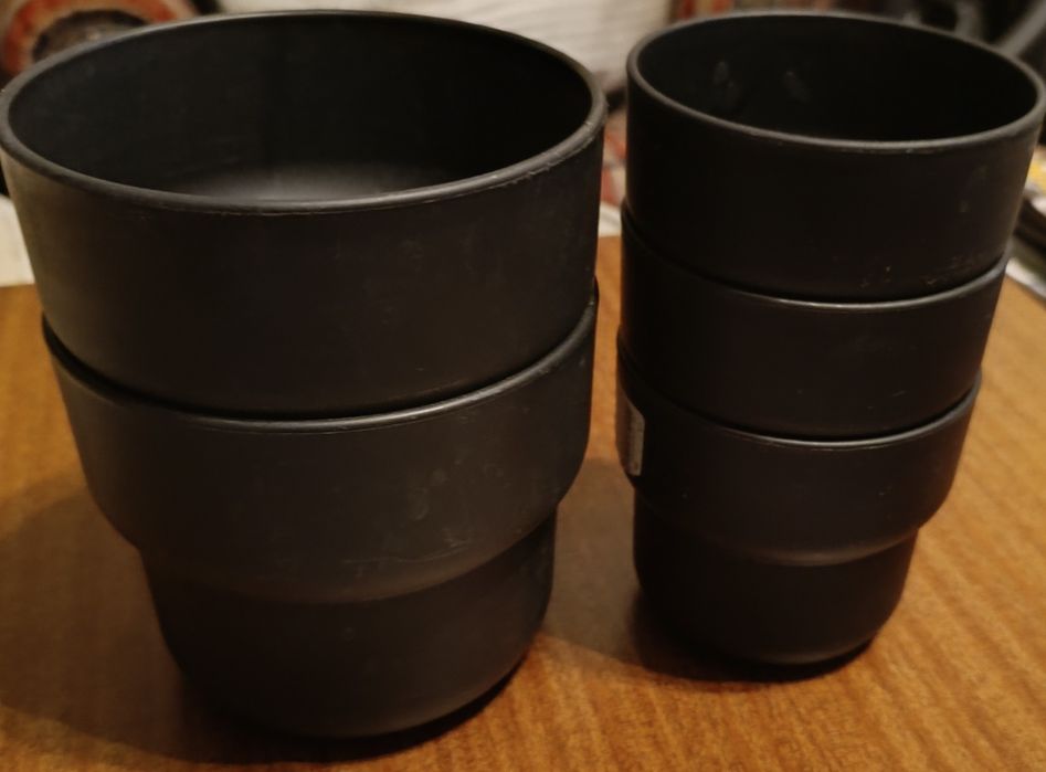 5 Cachepots  pretos IKEA inquebráveis, dois tamanhos