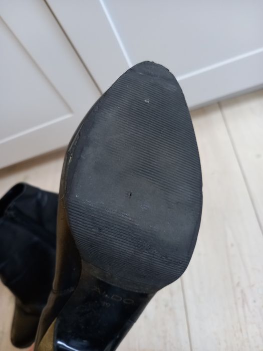Czarne botki buty Aldo 39 wysoki obcas skórzane