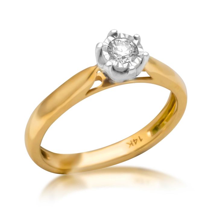 Złoty Pierścionek pr. 585 z Diamentem 0,17 ct