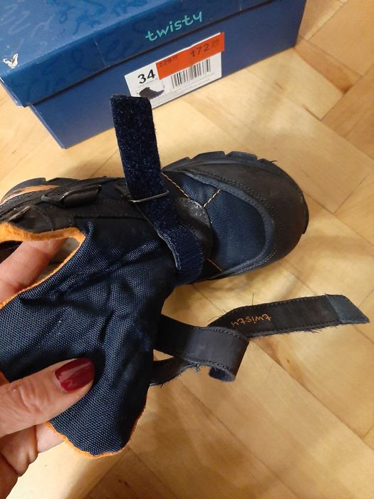 Buty zimowe śniegowce, skórzane, r.34