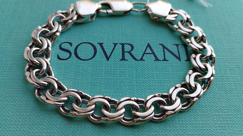 Массивный 23 гр  9 мм серебряный браслет Бисмарк 20 21 22 23 см по 165