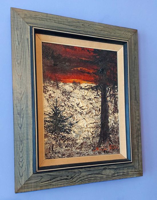 KRISTIAN BJULVER 1910 Stary Obraz Olejny Oryginał Impresjonizm