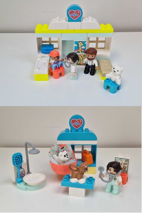 Dwa zestawy Lego Duplo Wizyta u lekarza i Wizyta w lecznicy dla zwierząt #10968 #10438