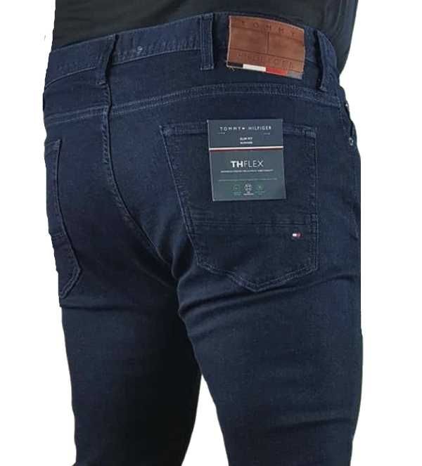 Męskie jeansy Tommy Hilfiger Bleecker - Slim granatowe nowe - W38/L30