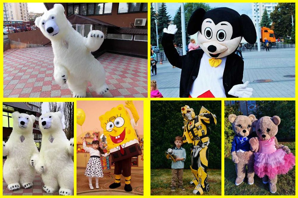Аніматори 800 грн. Пес Патрон, зайчик, киця, Білий ведмідь 1000 грн.