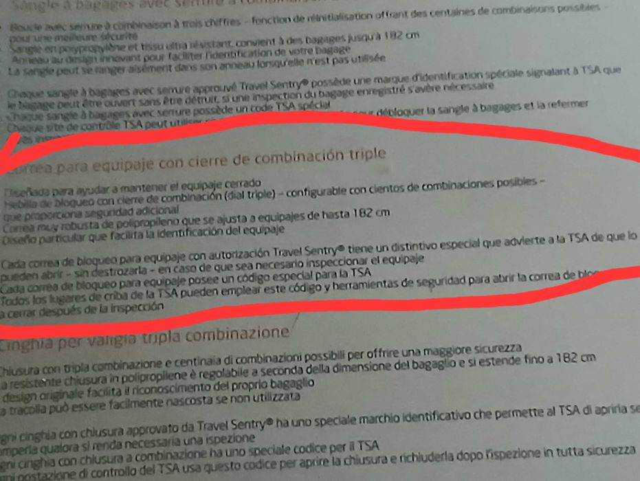 Cadeado e cinta SAMSONITE para mala