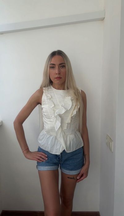 Топ Zara драпірований з воланами XS