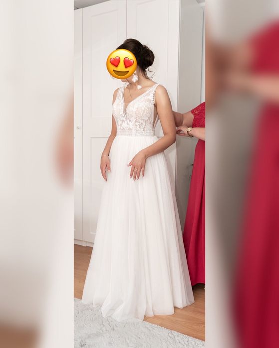 Suknia ślubna rustykalna boho elegancka brokat