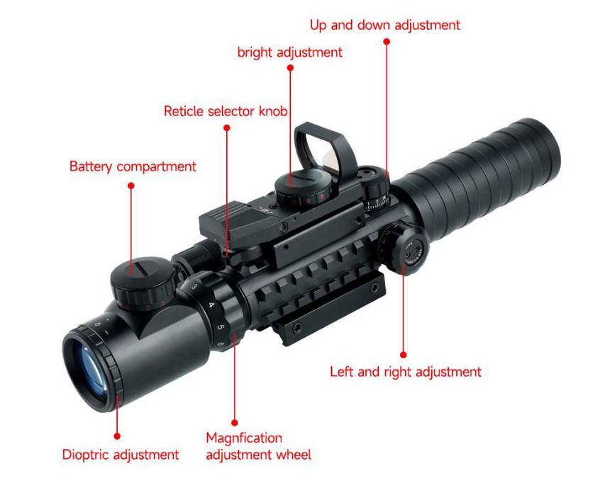 Оптичний Приціл 3-9x32EG +лазер направляющий, коліматор