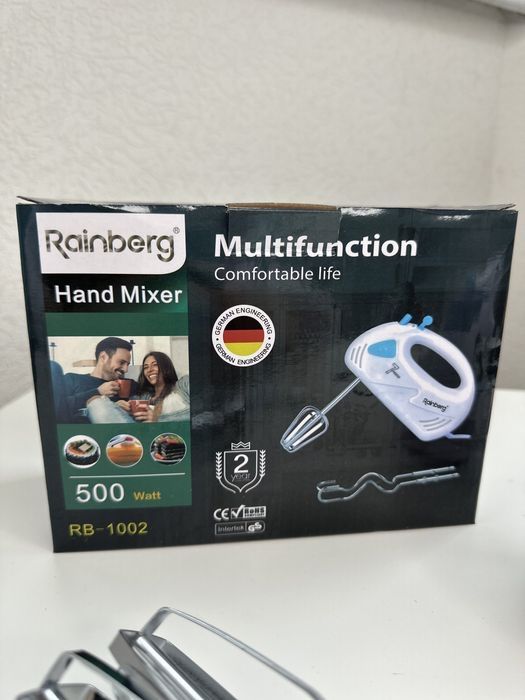 Электрический ручной миксер кухонный миксер с насадками Rainberg 500w