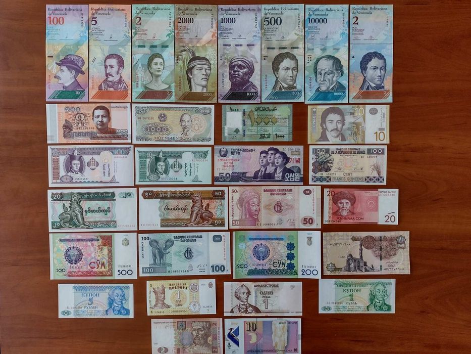 Продам набор банкнот разных стран мира, 30шт, UNC, банкноты стран мира