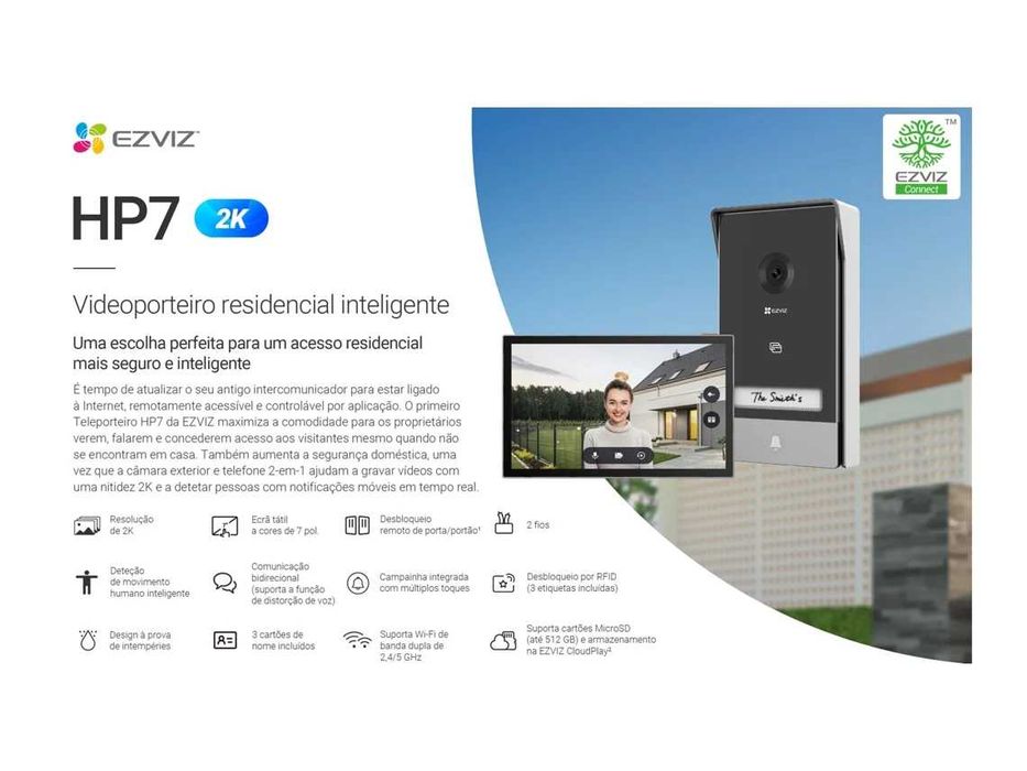 Intercomunicador Vídeo Wi-Fi EZVIZ HP7 2K - Como Novo c/ Fatura e Garantia Worten