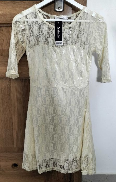 NOWA sukienka koronkowa kolor ecru komunia S