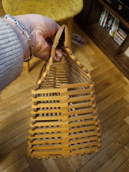 Składana drewniana torebka PRL 25x33 cm