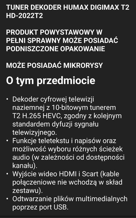 Dekoder Humax HD 2022T2