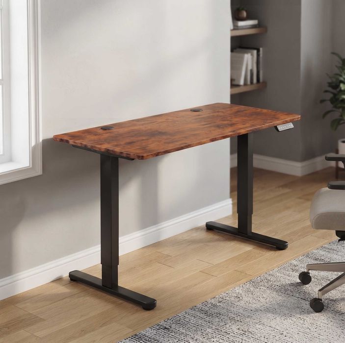 Nowe Biurko Komputerowe Gamingowe Elektryczne 140x60 Cm Z Regulacją Wysokości 72-118 Cm CIEMNY DĄB