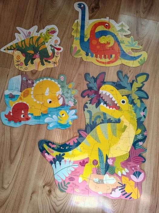 Duże Puzzle 4w1 | CzuCzu | 3+ | Dinozaury (4 obrazki) 71 elementów