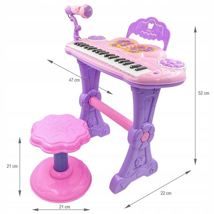 Duże Pianino Organy Keyboard Dla Dzieci Krzesełko Mikrofon Nagrywanie