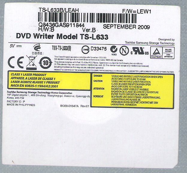 Продам недорого читающий привод для ноутбуков CD,DVD TS-L633B SATA