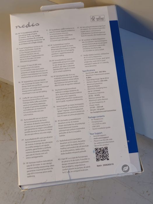 Słuchawki Bezprzewodowe Nedis HPRF010BK