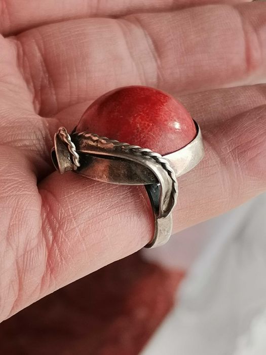 Srebrny Duży Pierścionek PRL Artystyczny