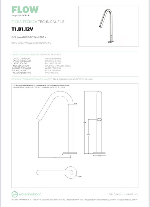 Misturadora de Bancada para lavatório