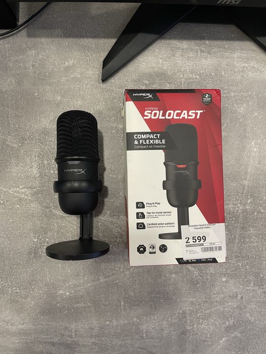 Продам микрофон hyperx solocastв идеальном состоянии для компьютера