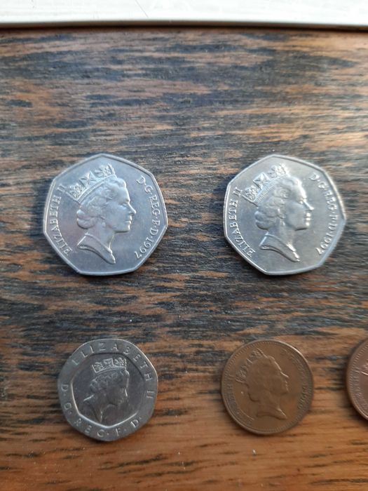 Moeda Inglaterra (50, 20, 10, 2, 1)