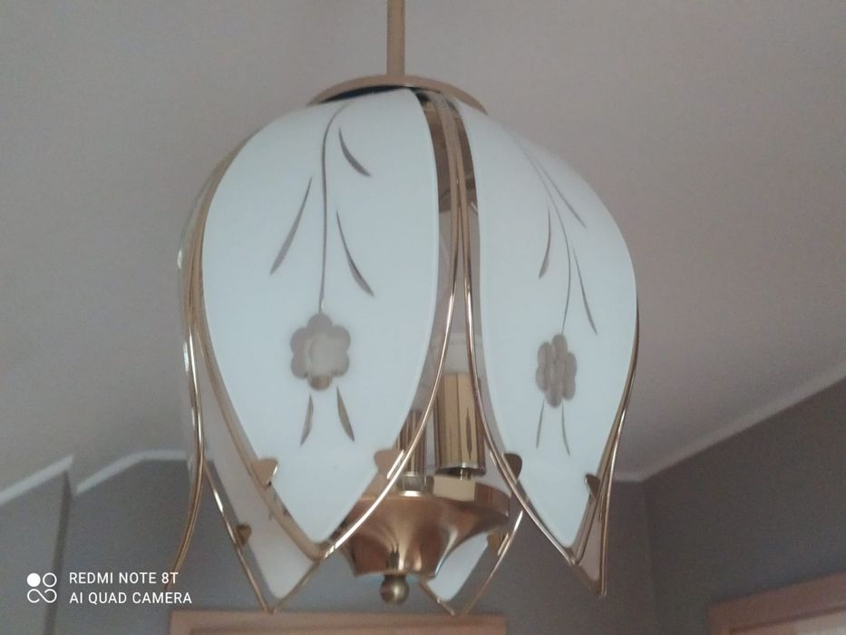 Lampa wisząca zloto biala stan idealny
