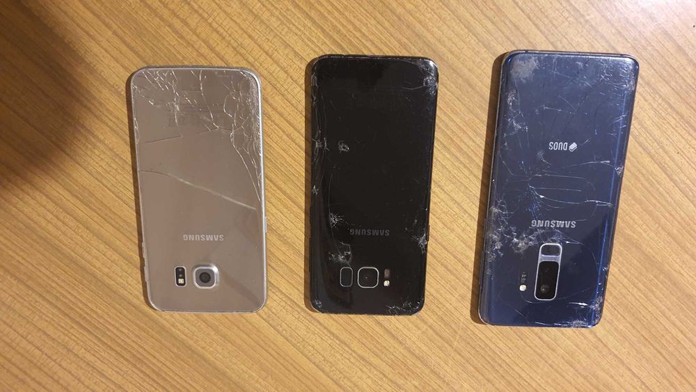 Zestaw Telefonów 3 sztuki Smartfon Samsung S6 Edge S8 S9+ Sprawne Uszk